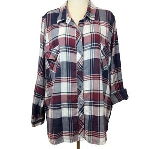 Westbound Woman Mixed Media Button Up Blouse Top Women's 3X Office Workwear‎